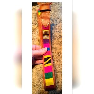 Native Guatemala Handwoven Leather Faja - Belt - Leather Belt - 32 Southwestern